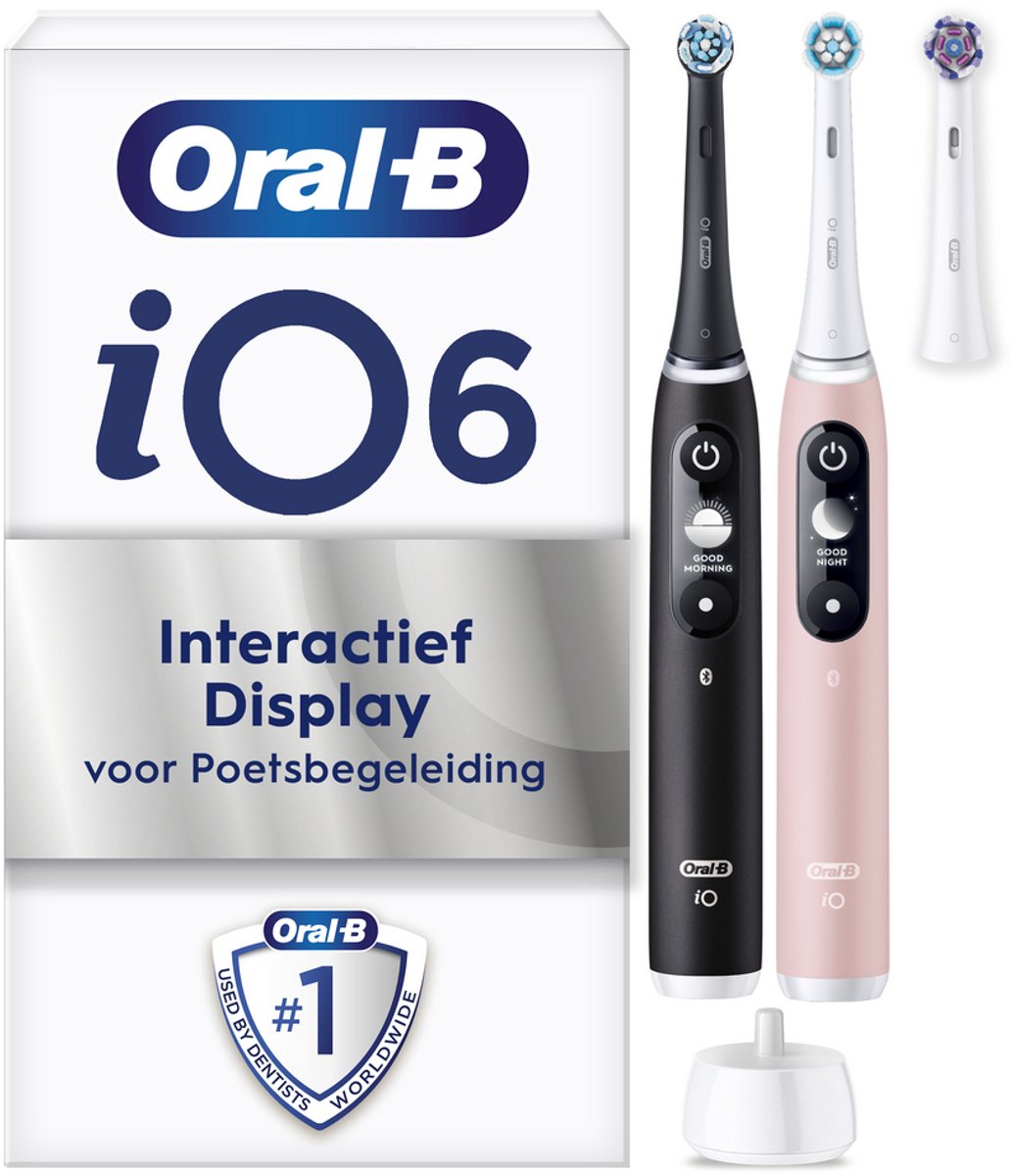 Oral-B iO 6 Elektrische Tandenborstel Duo - Zwart en Roze - Ontworpen Door Braun