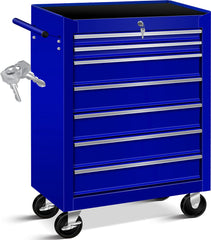 Masko® Werkplaatswagen - Gereedschapswagen - 7 vakken - Blauw