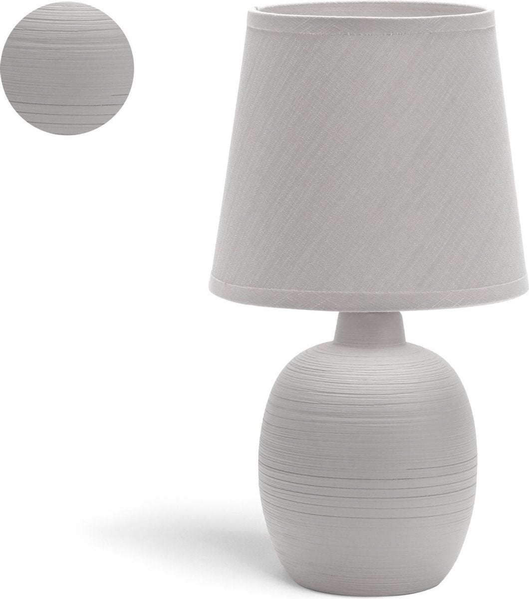 Aigostar Tafellamp 130200PTT - Keramiek - Lamp met witte kap - H31 cm