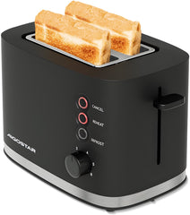 Aigostar 30J4R - Broodrooster - Retro - Toaster - 6 Warmteniveaus - 2 Extra Brede Sleuven - 800W - Zwart
