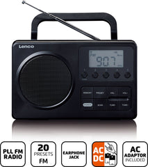 Radio op Batterijen - Draagbare Radio - FM Radio - Zwart - MPR-035BK - Lenco •