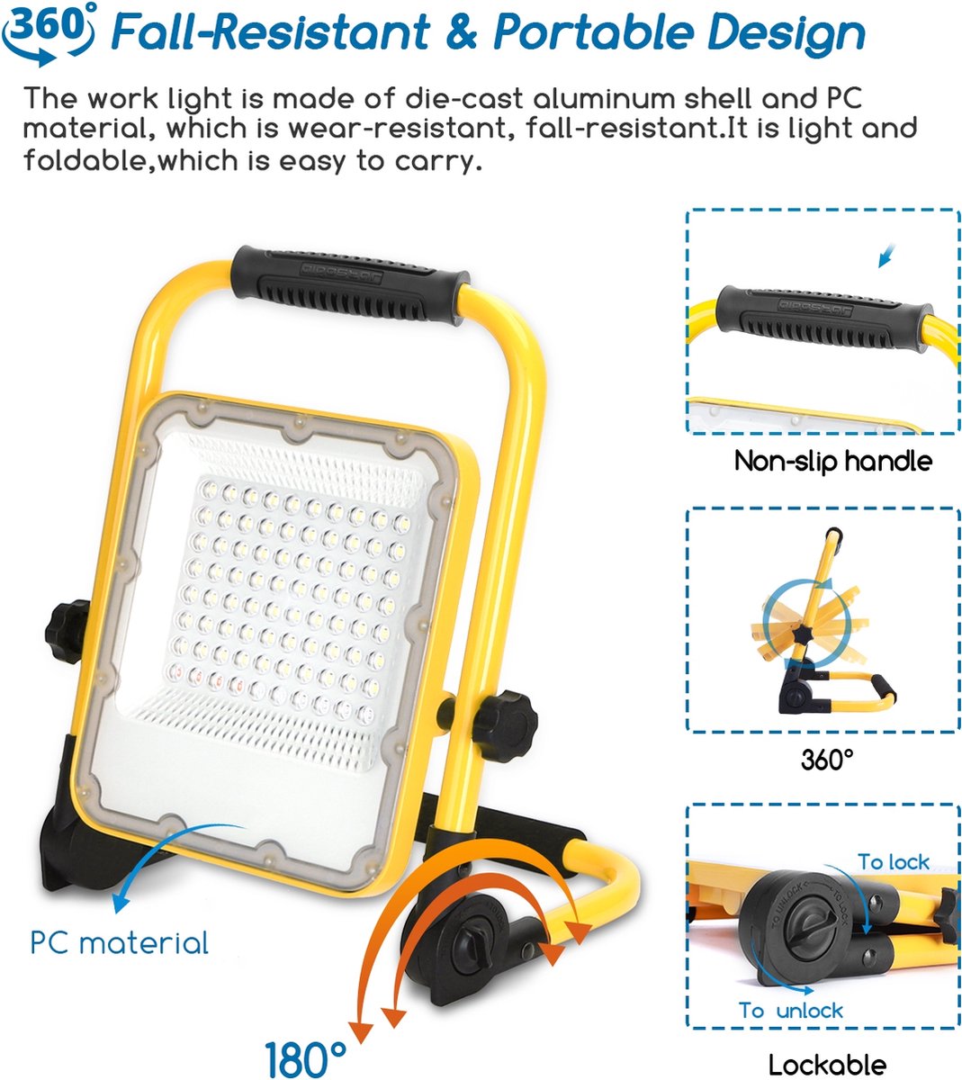 Aigostar LED Bouwlamp - IP65 spatwaterdicht - 50W - 1400 Lumen - 6500K