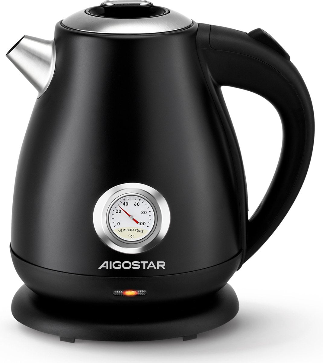 Waterkoker - Retro - met thermometer - 1.7L - 2200W - Zwart