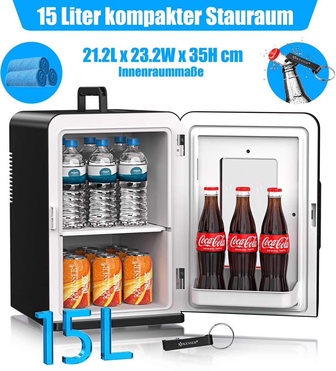 KESSER® Mini-koelkast - 15 Liter - 5-65°C - Zwart