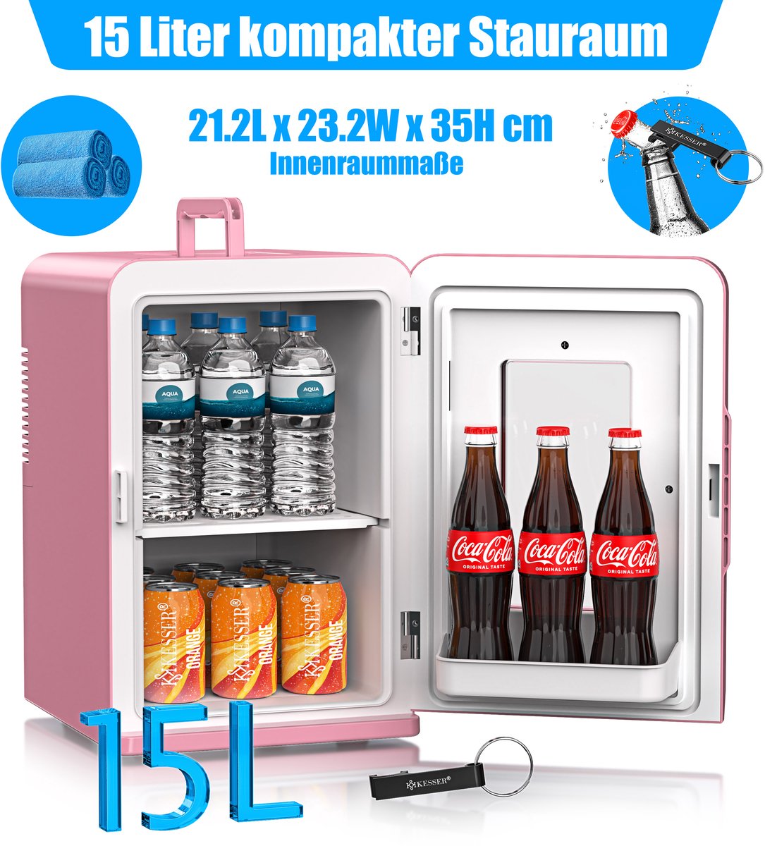 KESSER® Mini Koelkast - 15 Liter - Koelbox - Roze