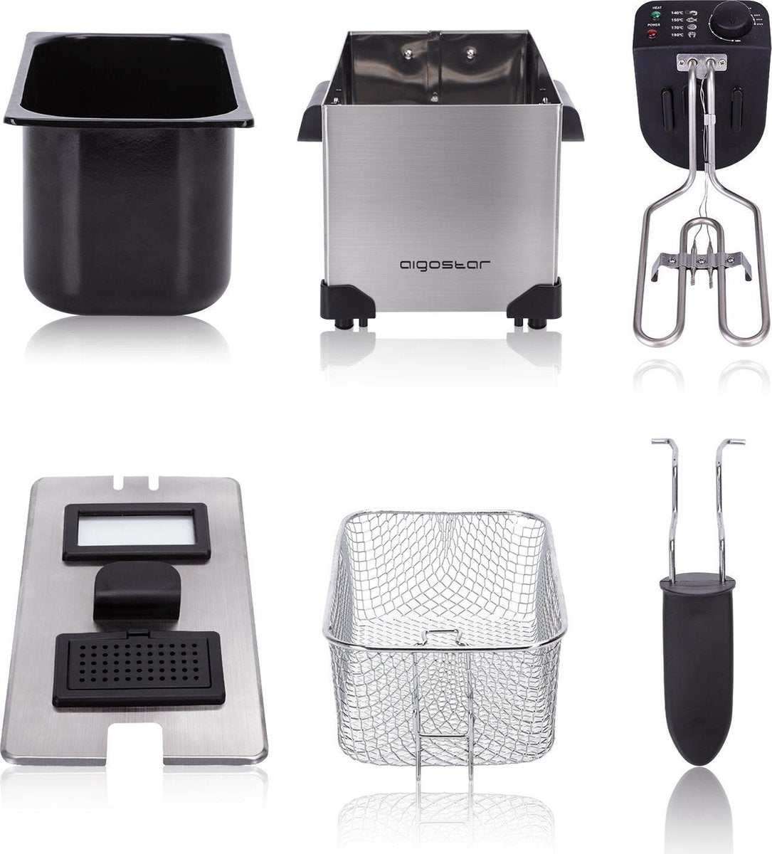 Aigostar Ushas 30HEZ - Frituurpan -friteuse 3 liter - koude zone - RVS