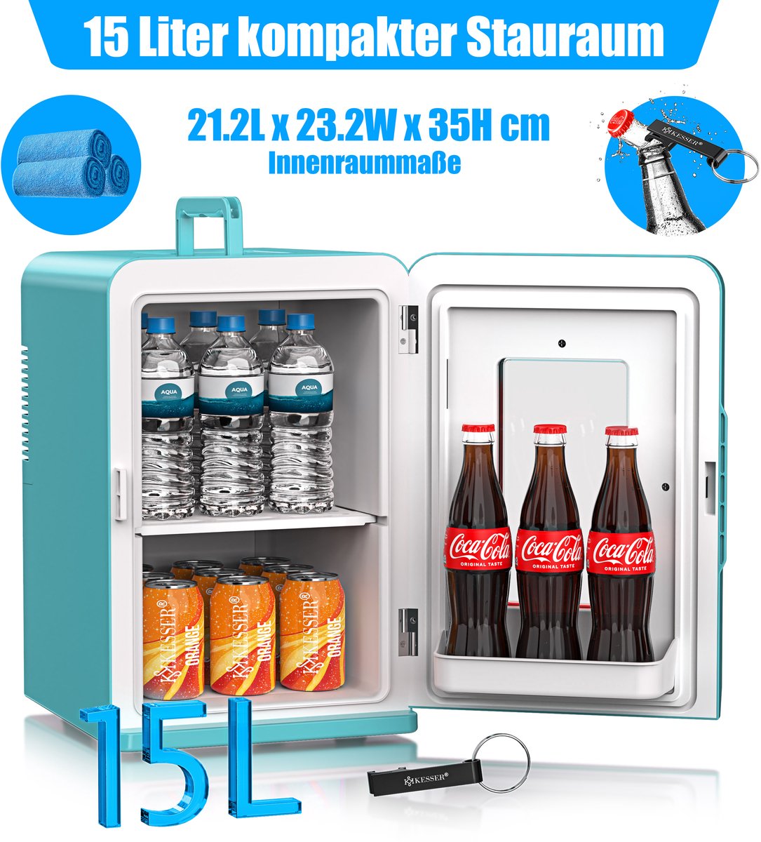 KESSER® Mini Koelkast - 15 Liter - Koelbox - Lichtblauw
