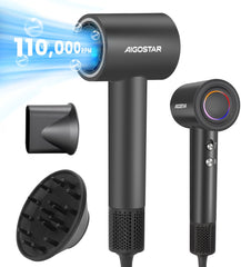 Fohn - Haardroger - Föhn met diffuser - 1600W - Zwart - Aigostar