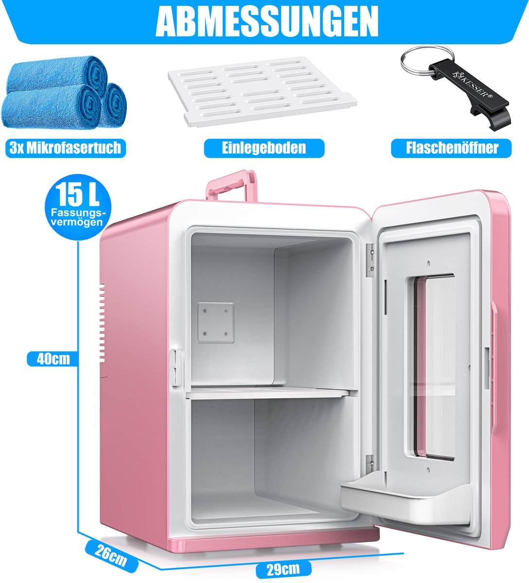 KESSER® Mini Koelkast - 15 Liter - Koelbox - Roze