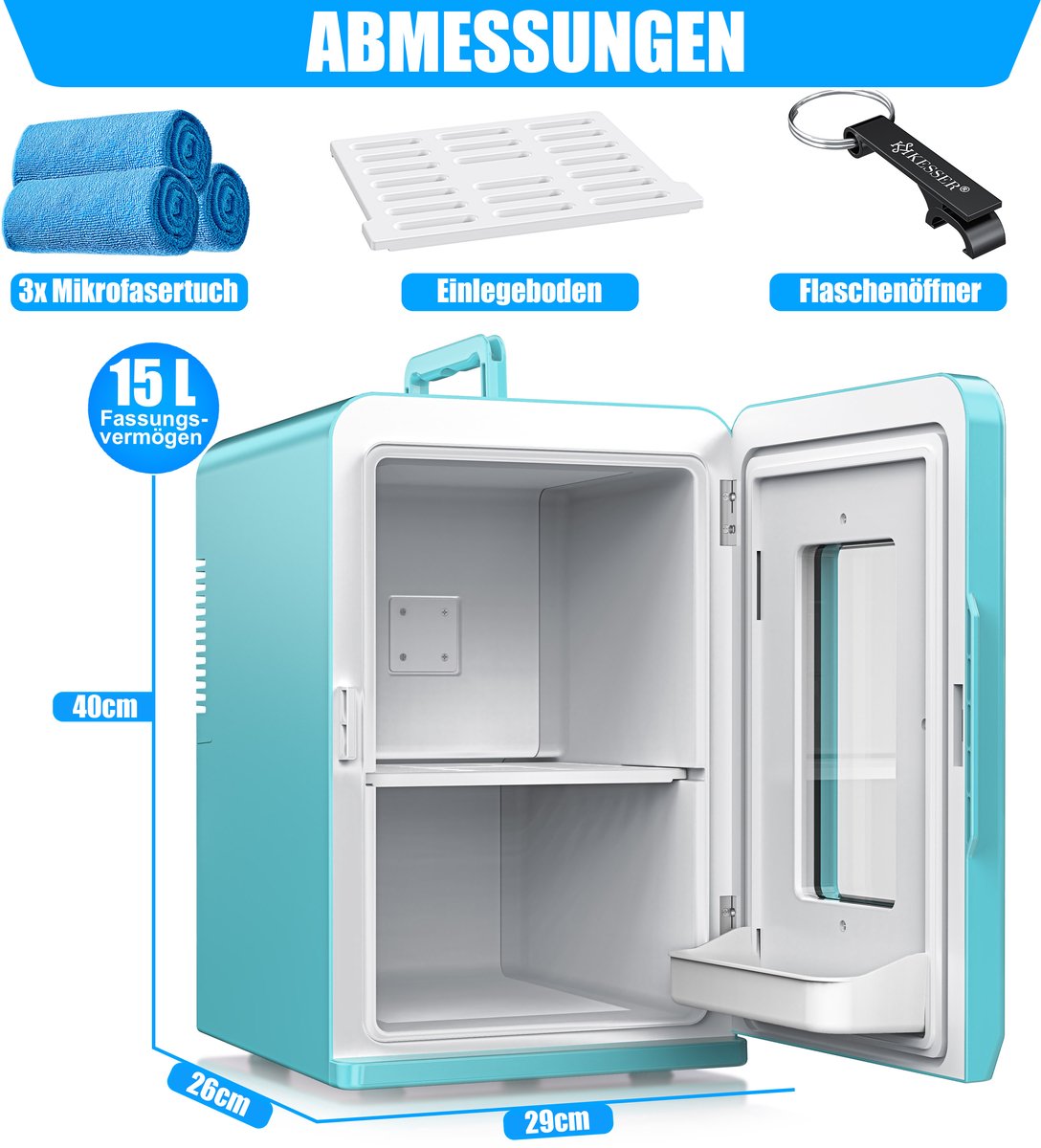 KESSER® Mini Koelkast - 15 Liter - Koelbox - Lichtblauw