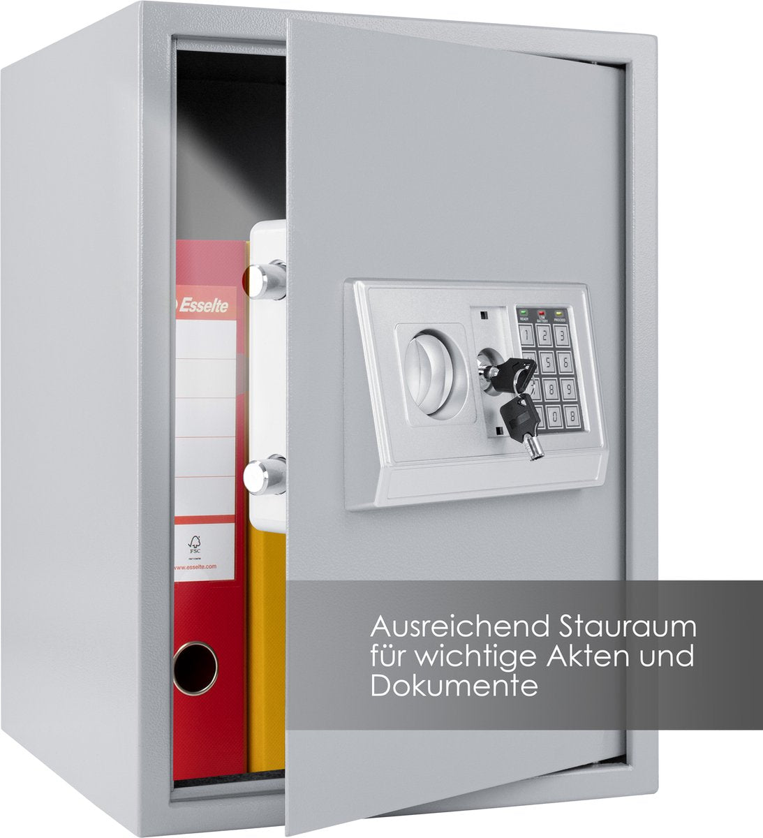 KESSER® Elektronische Kluis met cijferslot Safe Wandkluis 50x35x34,5 LED-display Staal grendel Klusje - Zilver