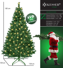 KESSER® Kerstboom met Verlichting Kunstkerstboom inclusief Standaard Snelle montage - 180 cm, Groen, Met LED