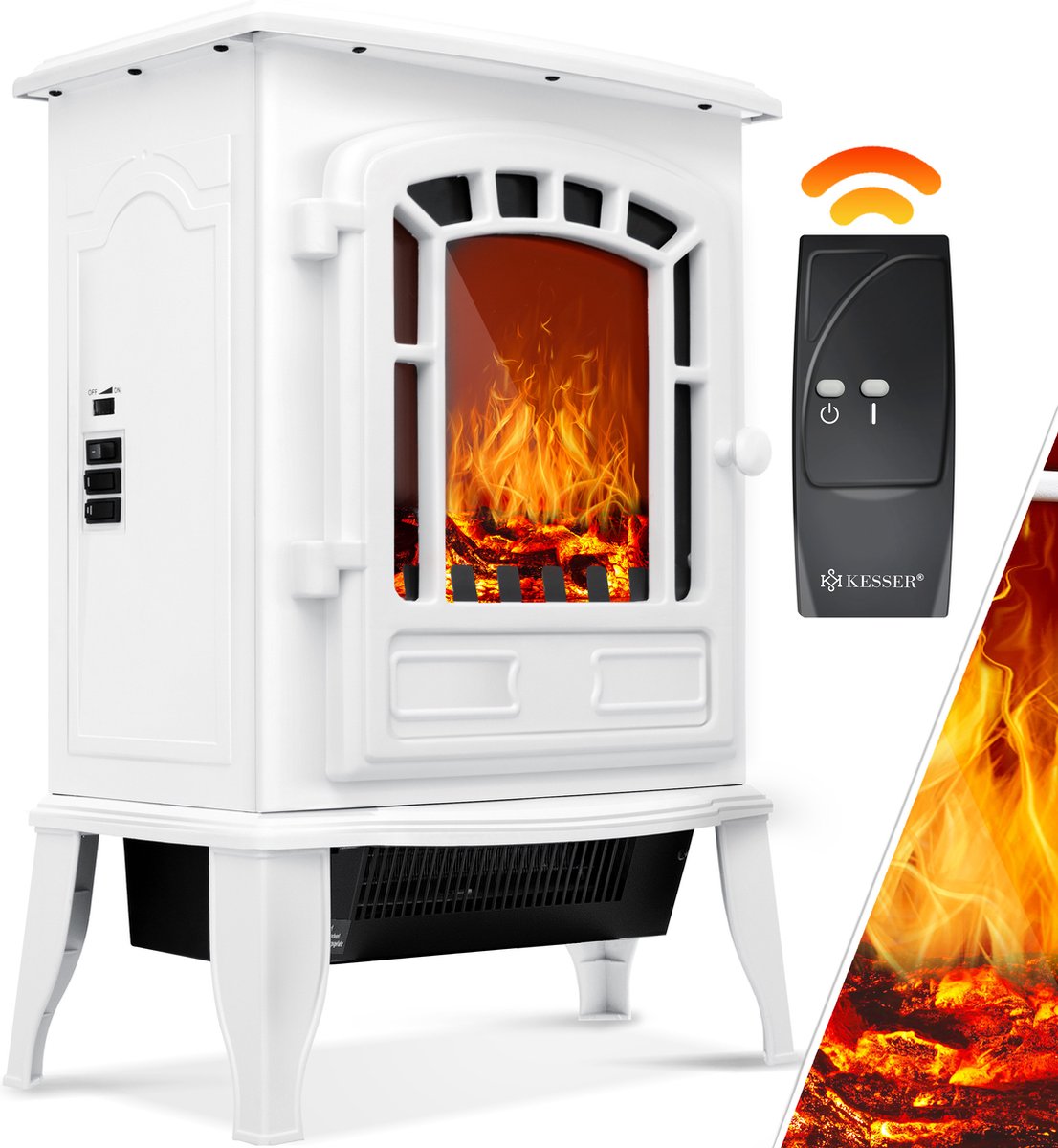 Elektrische Sfeerhaard - Elektrische Kachel - 2000W - Wit - KESSER®