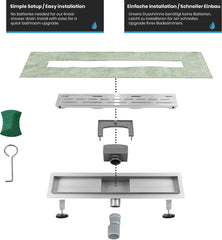 Doucheput - Douchegoot - Douche afvoer - RVS - 100 cm - Aquamarin®
