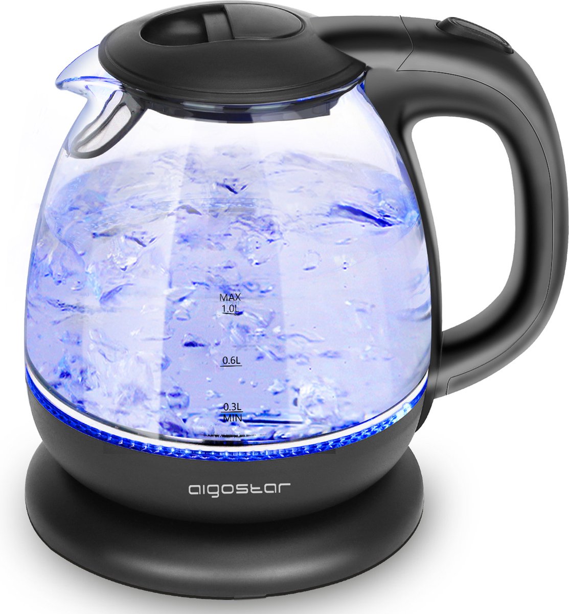 Taylor Swoden Glazen Waterkoker - 1L - 2200W - LED - Zwart