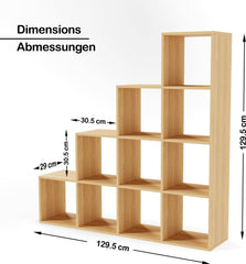 Miadomodo Vakkenkast - Kubus Kast - Boekenkast - Trapsgewijs - 10 Vakken - MDF - Hout