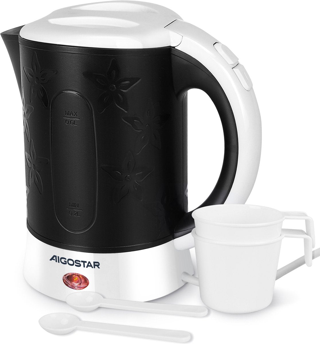 Aigostar Waterkoker - 0.6Liter - Reiswaterkoker - Zwart