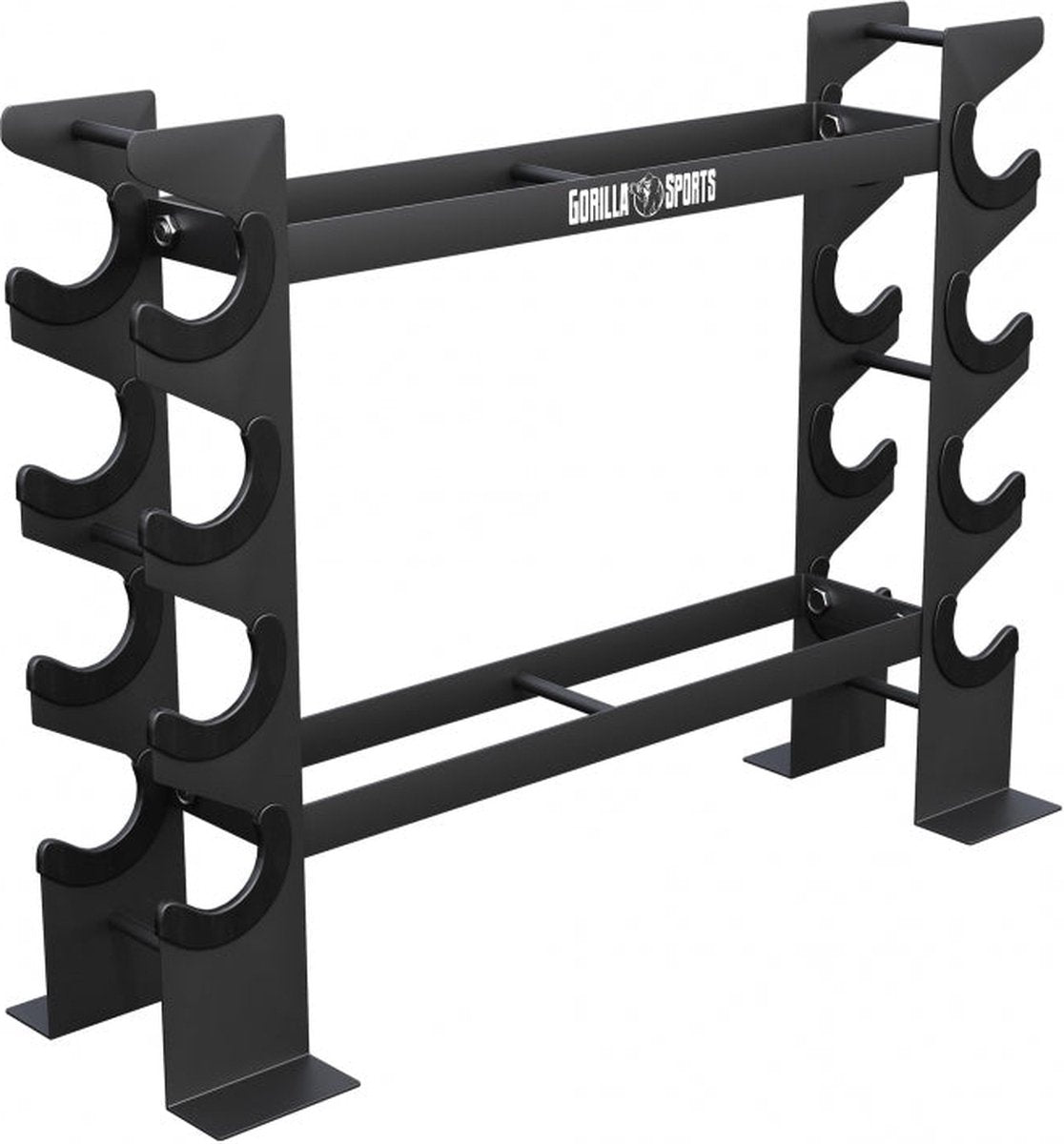 Gorilla Sports Dumbbell standaard - Halterrek - Halter standaard - Staal - Belastbaar tot 300 kg - Zwart