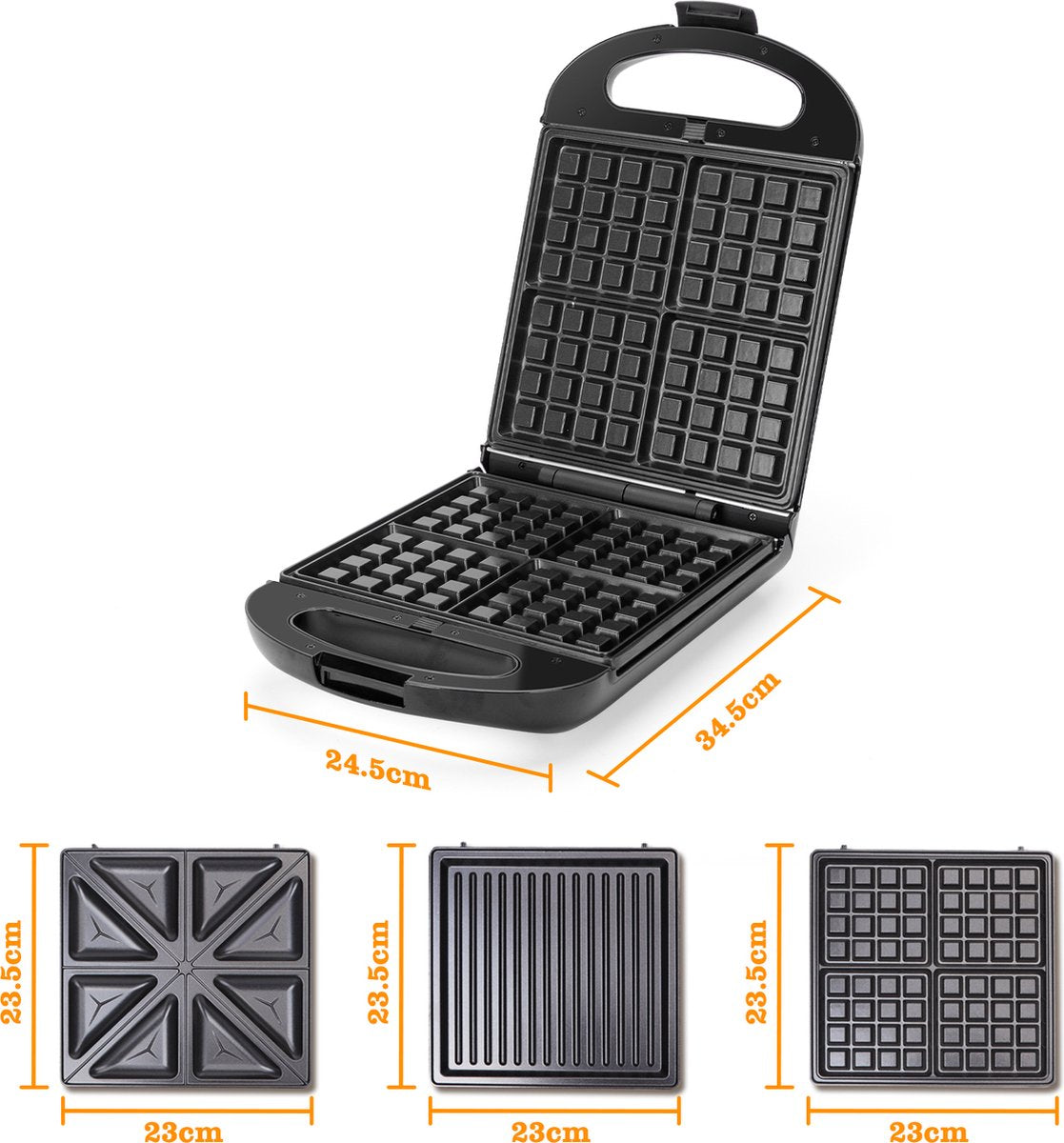 Tosti apparaat - Tosti ijzer - Contactgrill - Wafelijzer - 1200W - Zwart - Taylor Swoden