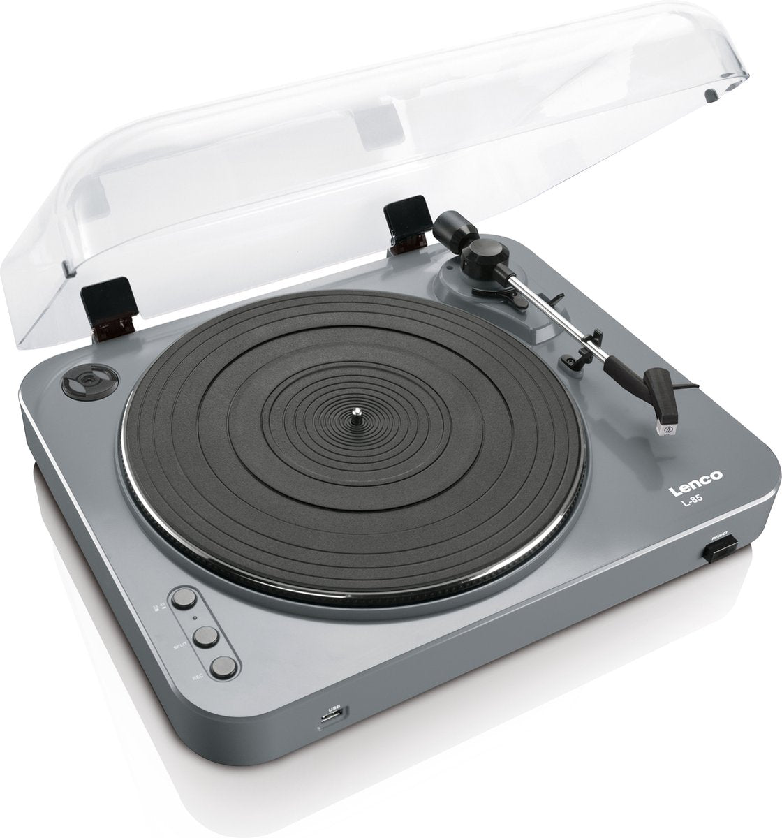 Lenco Platenspeler - Auto-stop - USB direct encoding - L-85 - Grijs •