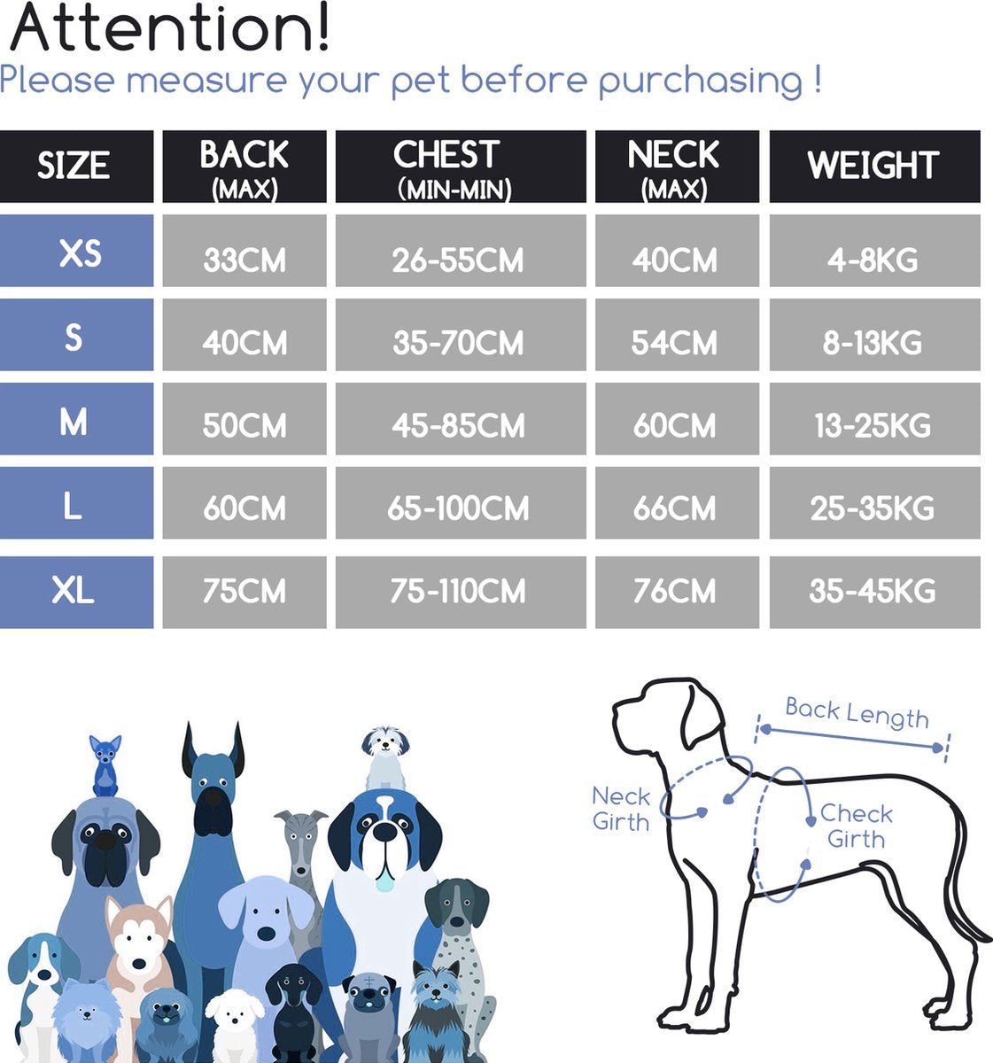 Nobleza Hondenbadjas - Honden badjas - Ruglengte 50 cm - M - Blauw