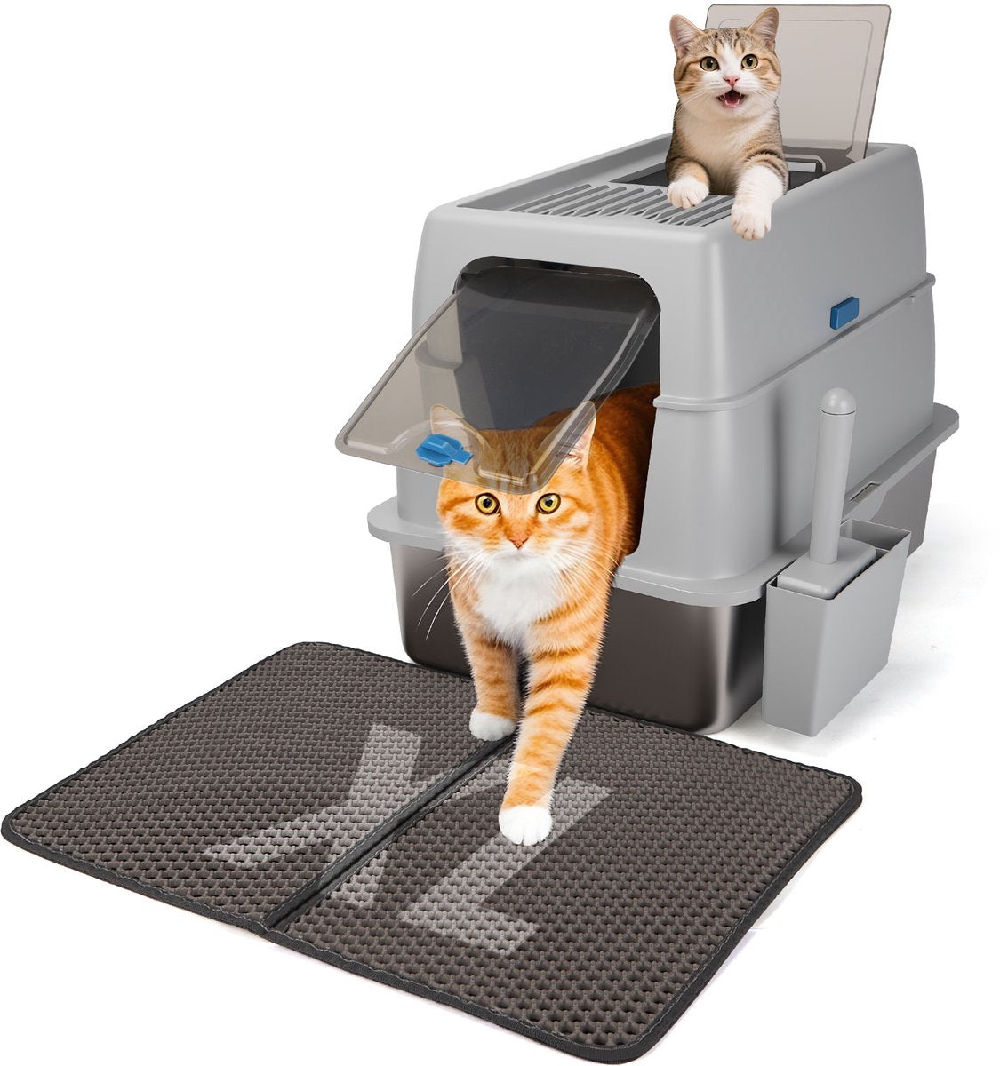Kattenbak XXL - Kattentoilet - 59x40x44 cm - Grijs - Nobleza