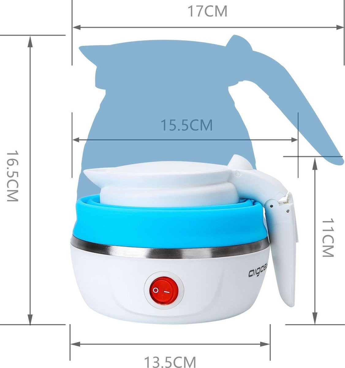Aigostar - Reis/Mini Waterkoker -  0,6 liter - Blauw