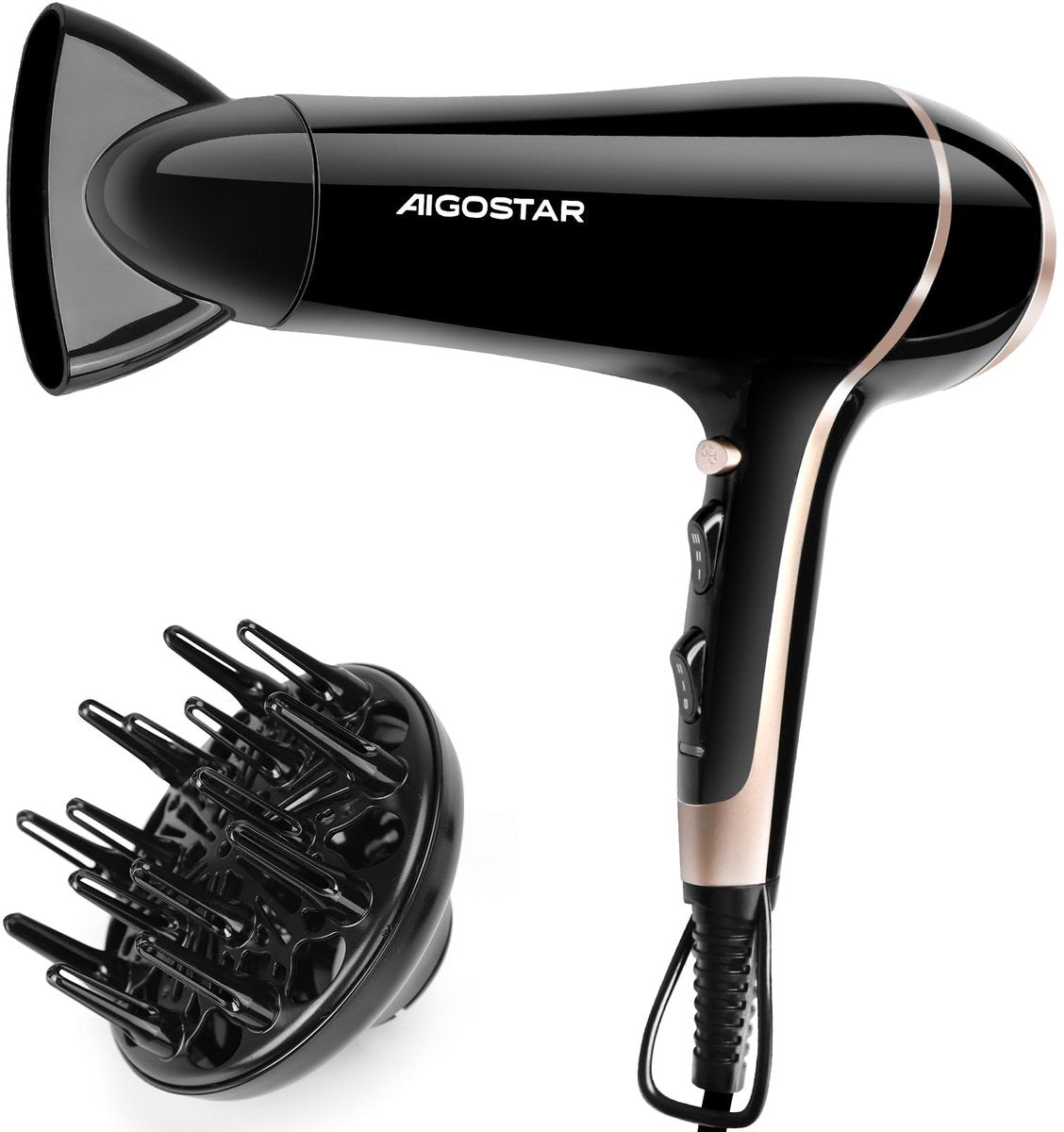 Aigostar Haardroger - Ionische Föhn - 2400W - Zwart