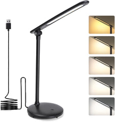 Aigostar Bureaulamp LED Dimbaar - 3 kleuren licht - 5 Helderheidsniveaus - Touch Control - Verstelbare Leeslamp - Bedlamp - Nachtlampje- Zwart