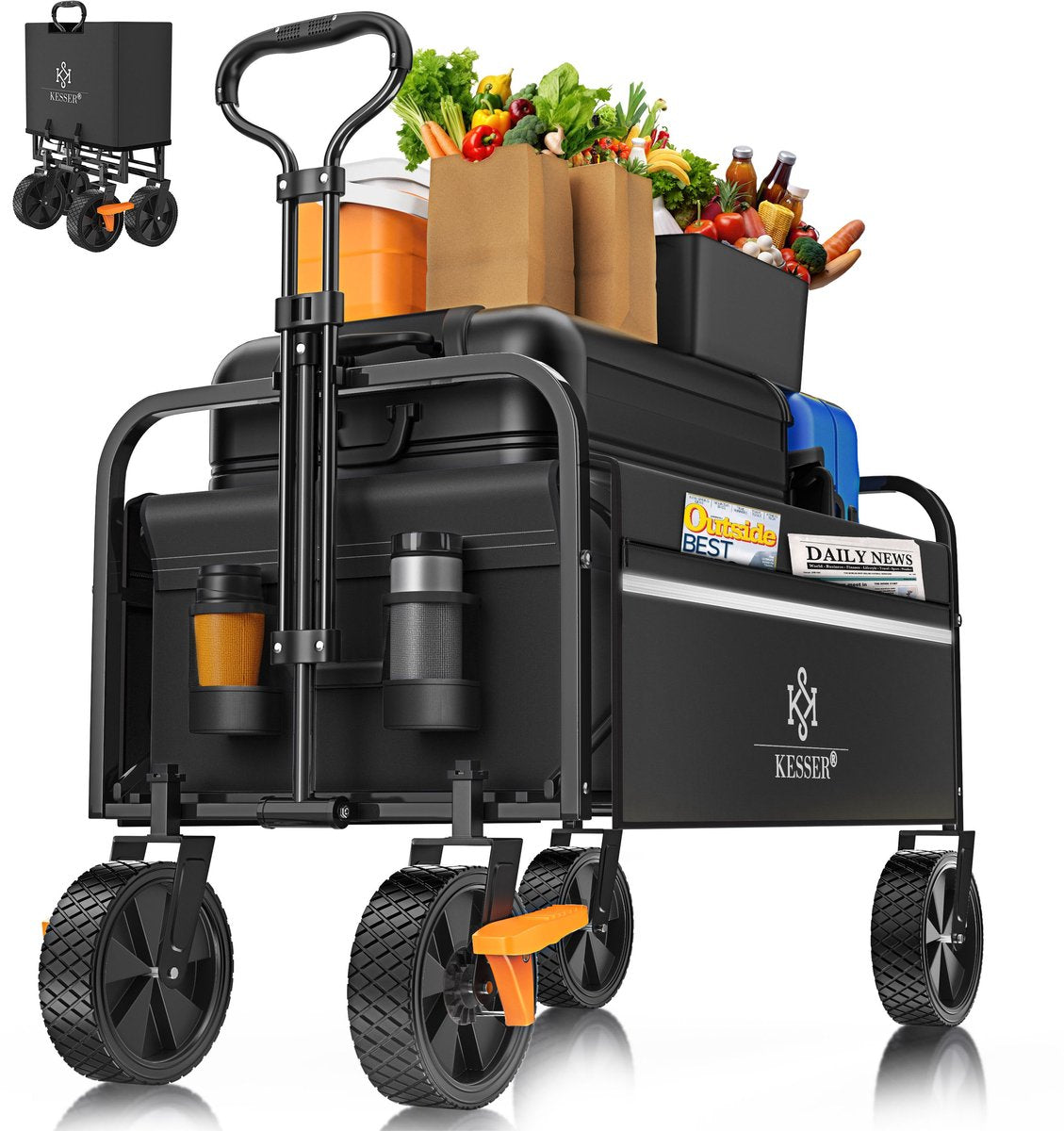 KESSER® Bolderkar - Opvouwbaar - Bolderwagen  - Zwart