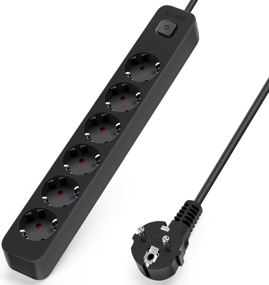 Stekkerdoos - Verlengsnoer - Verlengkabel - 5M - Zwart - Aigostar