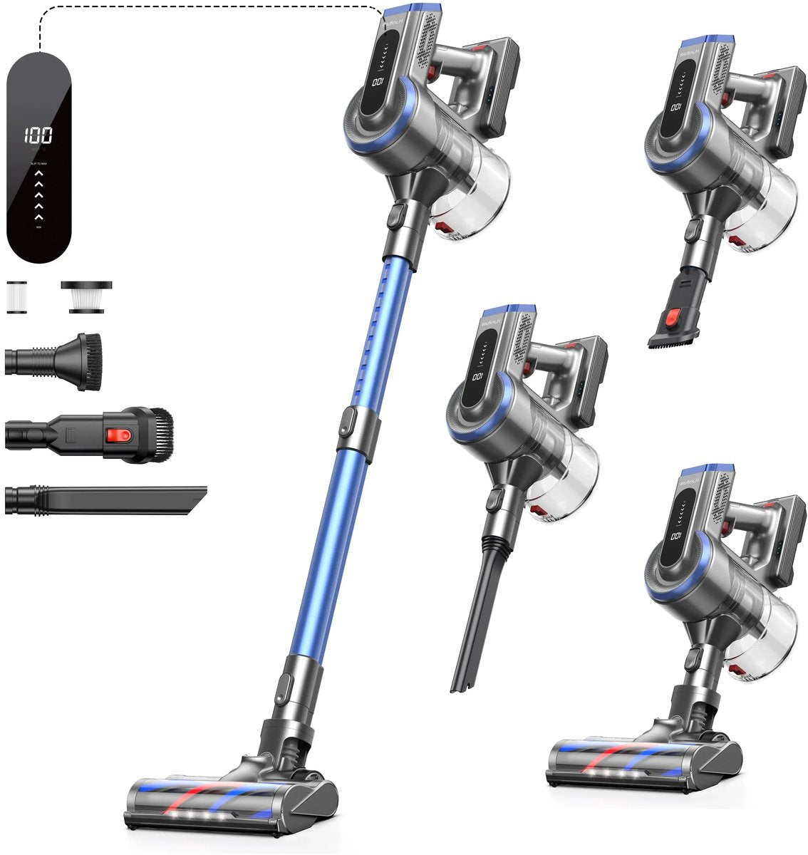 Steelstofzuiger - Draadloos - Stofzuiger Zonder zak - 33KPa - Blauw - Honiture