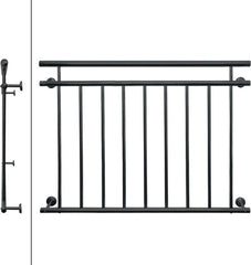 ECD Germany Frans balkon 90x128 cm met 9 vulstaven, antraciet mat & ruw, staal gepoedercoat, balkonleuning, spijlenleuning, balkonhekwerk, balkonhekwerk, raamleuning, buitenraamrooster