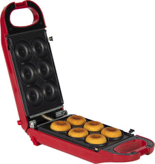 Trebs Snackmaker - Wafels Donuts Cake Pops Koekjes en meer - 6-in-1 Wafelijzer met recepten - 99356 - Rood