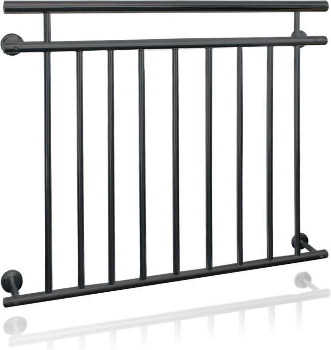 ECD Germany Frans balkon 90x128 cm met 9 vulstaven, antraciet mat & ruw, staal gepoedercoat, balkonleuning, spijlenleuning, balkonhekwerk, balkonhekwerk, raamleuning, buitenraamrooster