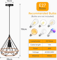 Hanglamp Industrieel - Hanglampen - Eetkamer - Woonkamer - Zwart - Aigostar