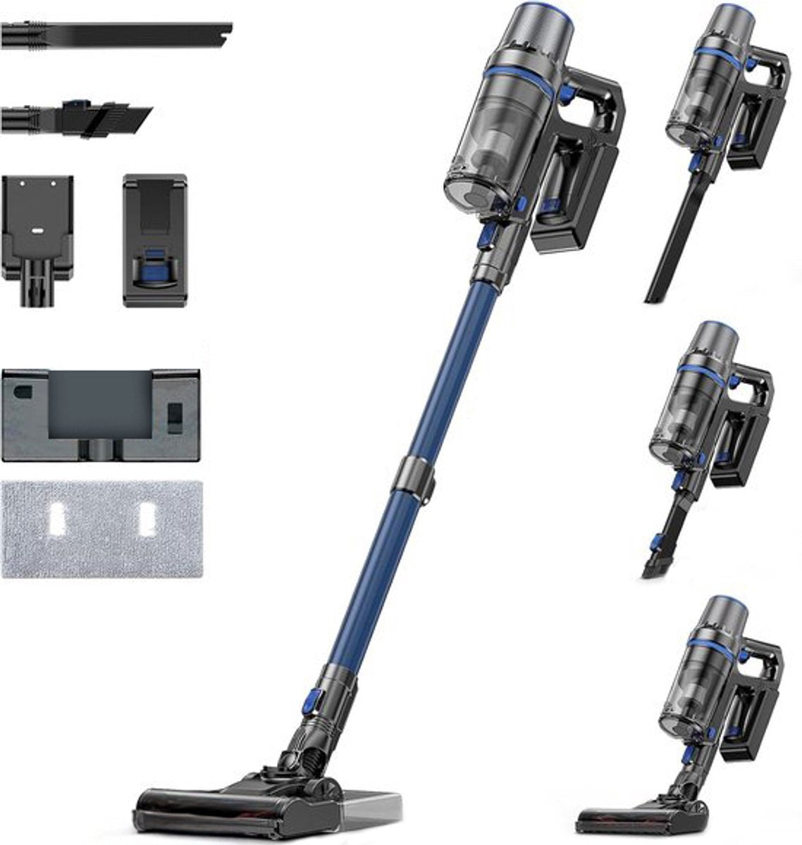 Steelstofzuiger Draadloos - Met Dweilfunctie - 5 Zuigniveaus - Vacuum Cleaner - Draadloze Snoerloze Stofzuiger - Zonder Zak - Op Accu - 350W - 35Kpa - Kruimeldief - Olvy •