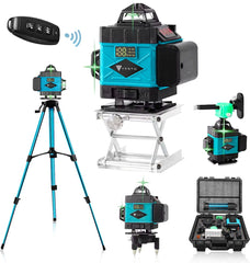 Vesto® 4D Kruislijnlaser - Zelfnivellerend Bouwlaser met 4-16 Lijnen - 360° Rotatie - Incl. Verstelbaar Statief - 50m Meetbereik - Inclusief Draagkoffer - Professionele Lijnlaser voor Bouw en Klussen