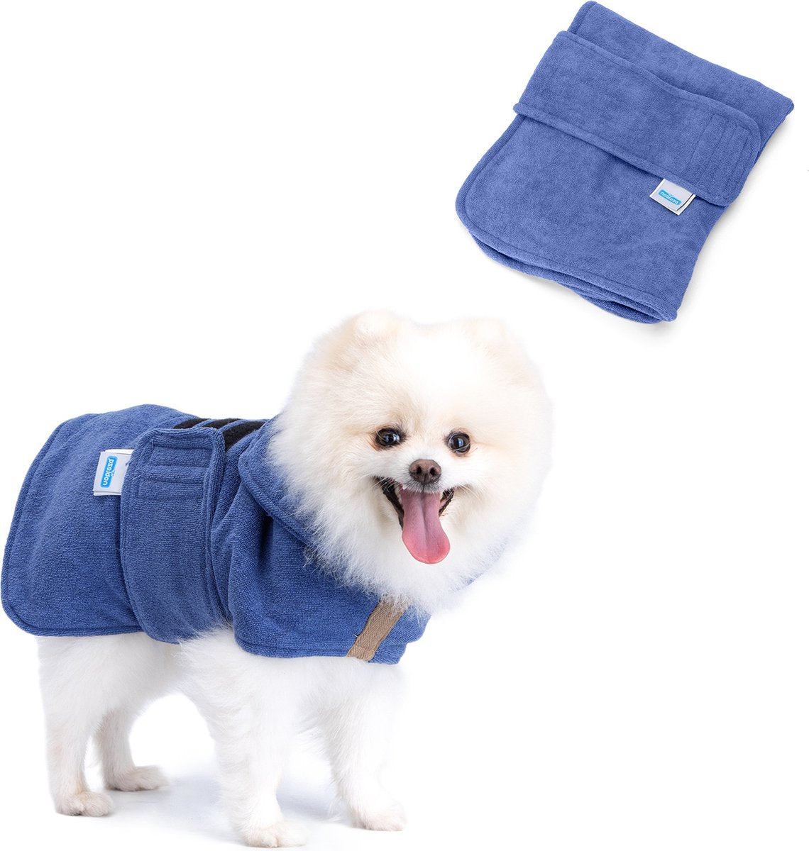 Hondenbadjas - Honden badjas - Ruglengte 40 cm - S - Blauw - Nobleza