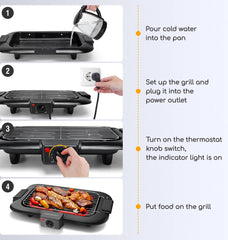 Grillplaat - Teppanyaki Bakplaat - Tafelgrill - Gourmetstel - 2000W - Zwart - Aigostar