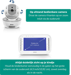 Alecto DVM200MGS - Babyfoon met Camera - Temperatuurweergave - Op afstand beweegbaar - Grijs