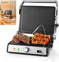 Aigostar Contactgrill - Panini Grill - Antiaanbaklaag - 2000W - Grijs