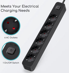 Stekkerdoos - Verlengsnoer - Verlengkabel - 5M - Zwart - Aigostar