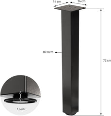 Tafelpoten - Metaal - Set van 4 - 72 cm - Donkergrijs - ML-Design