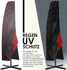 KESSER® Weersbestendige Parasolhoes - Afdekhoes Parasol - Parasolhoes met Rits - Beschermkap 3m Ø - Zwart