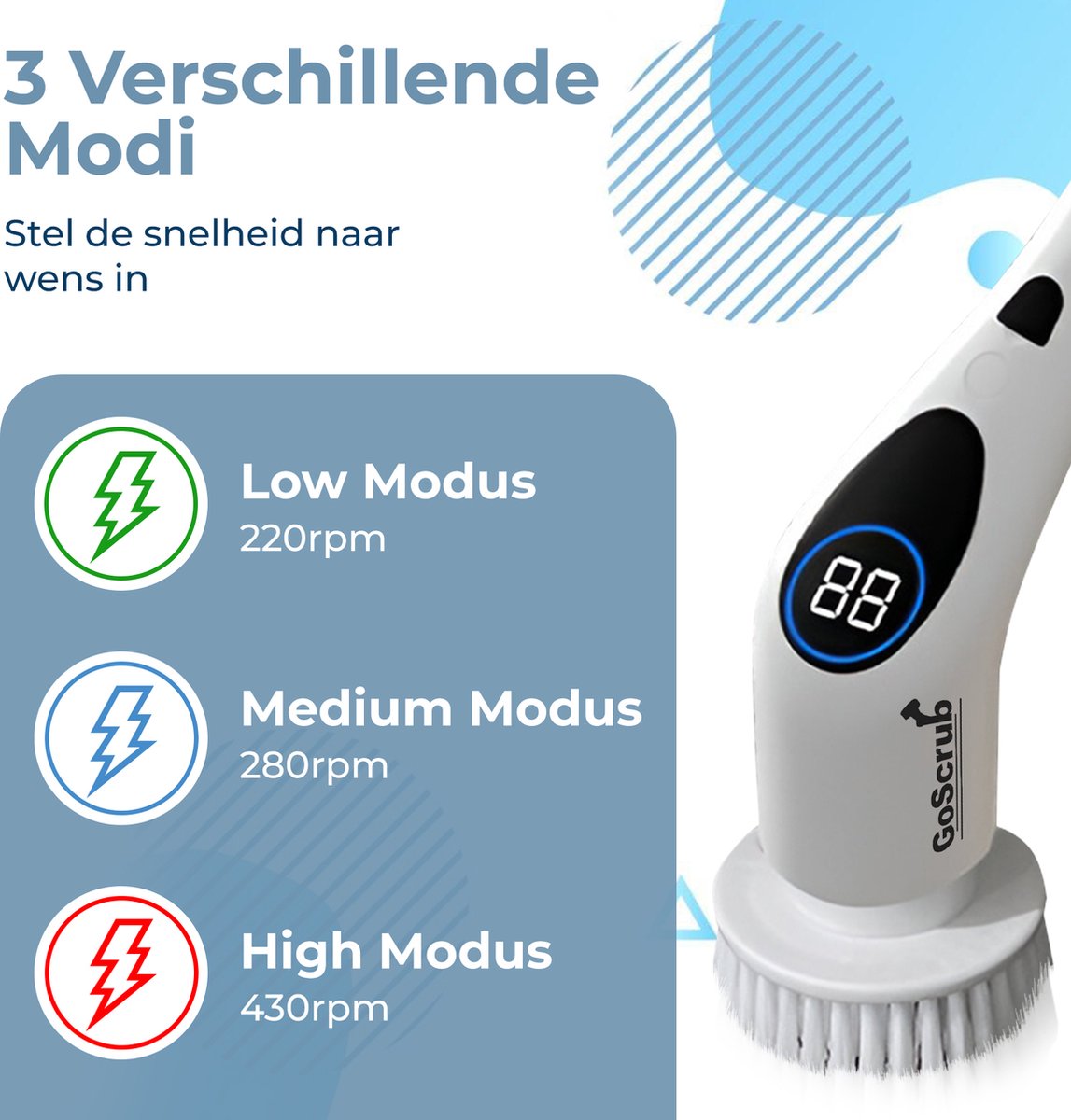 Elektrische Schoonmaakborstel – Elektrische Schrobber - Schrobborstel – Wit - V2 - GoScrub® •