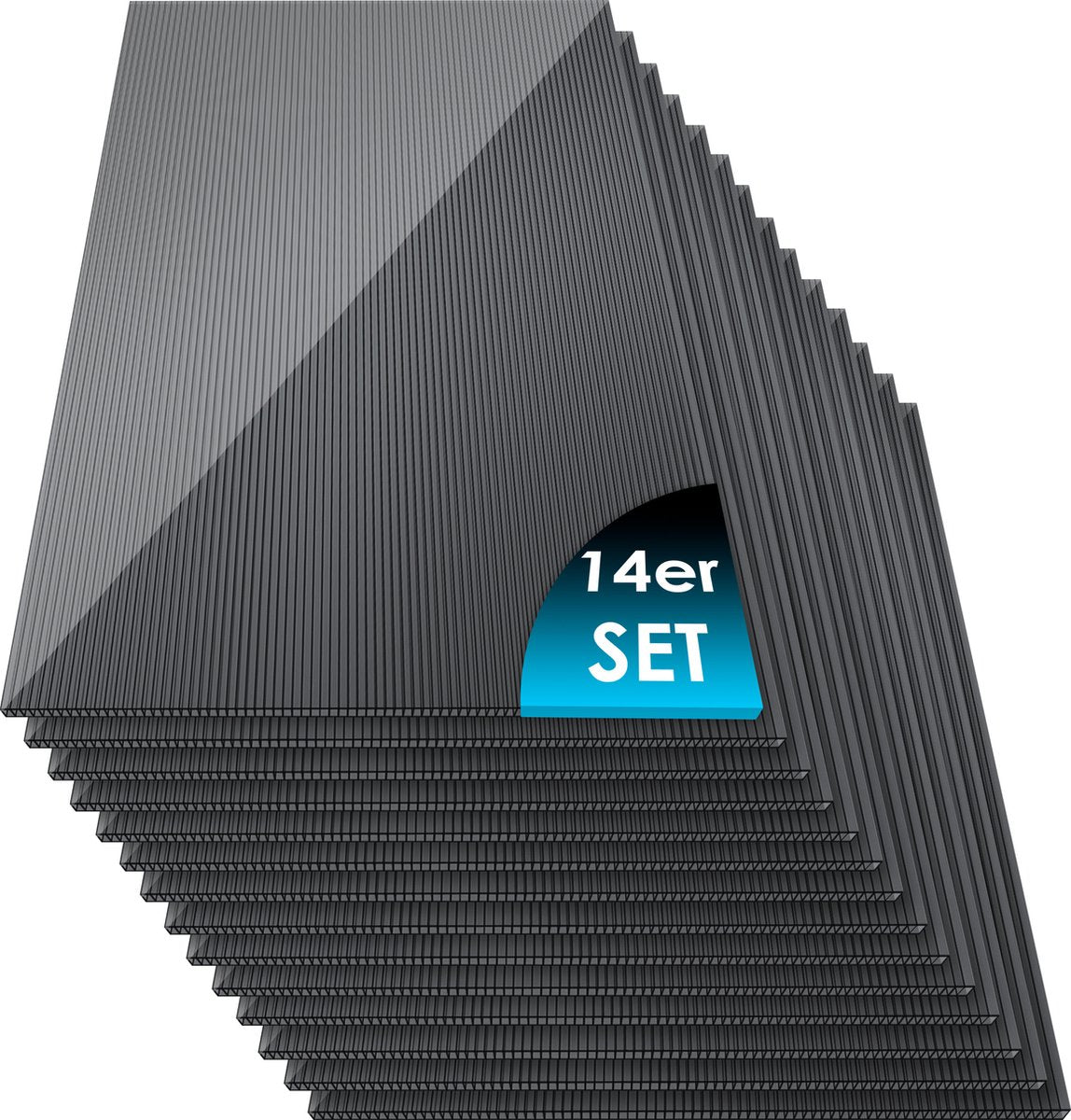 KESSER® 14 Dubbelwandige Polycarbonaat Platen - 150x70cm - Antraciet
