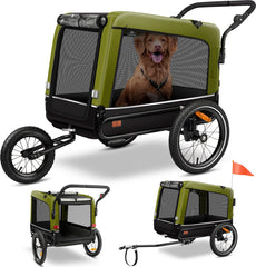 KESSER® Hondenfietskar tot 40 kg 3in1 Hondenbuggy - Fietskar Hond Jogger - Khaki