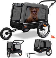 KESSER® Hondenfietskar tot 40 kg 3in1 Hondenbuggy - Fietskar Hond Jogger - Grijs
