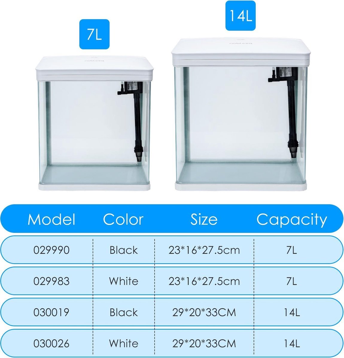 Aquarium Kit - 29x20x33 cm - 14L - Wit - Nobleza